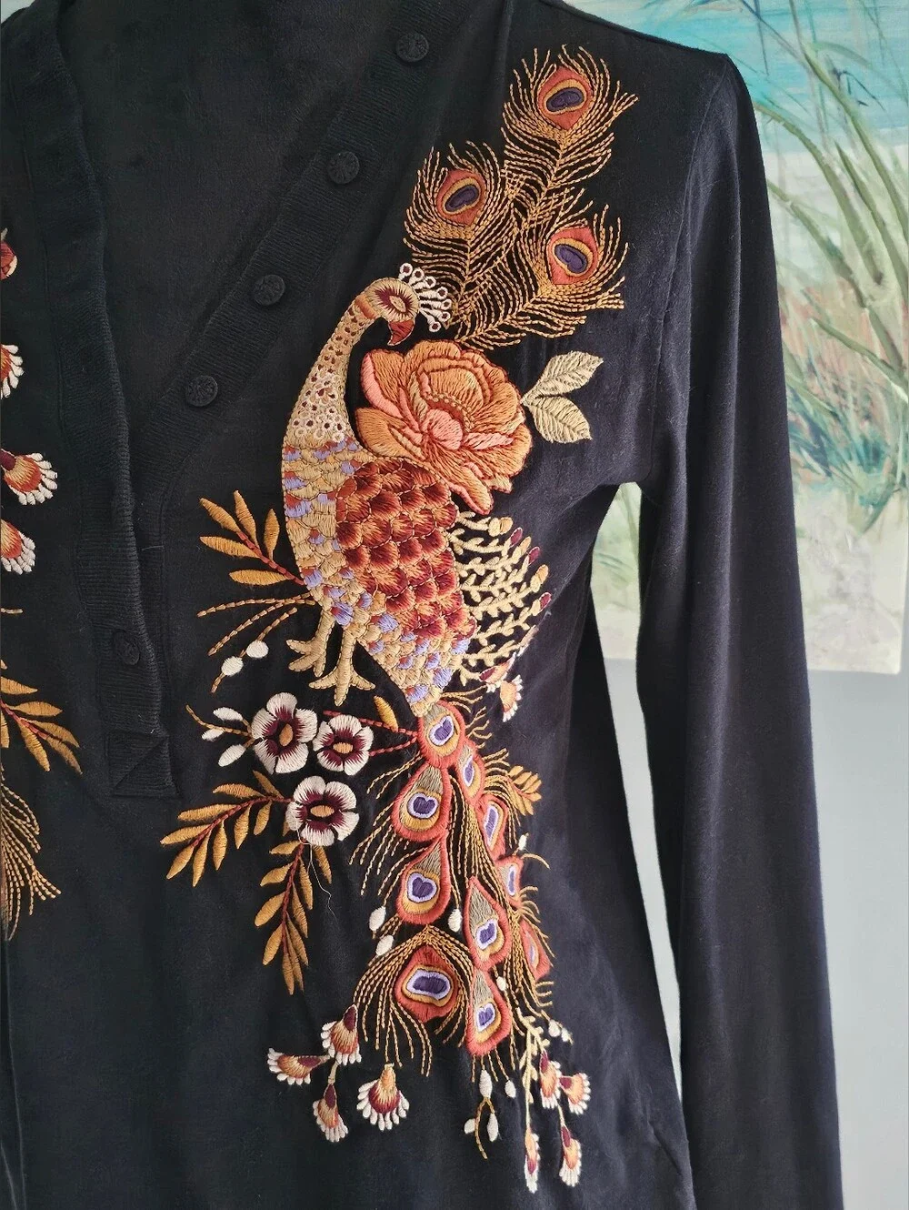 Johnny Was Embroidered Long Sleeve Tee - Picture 8 of 10